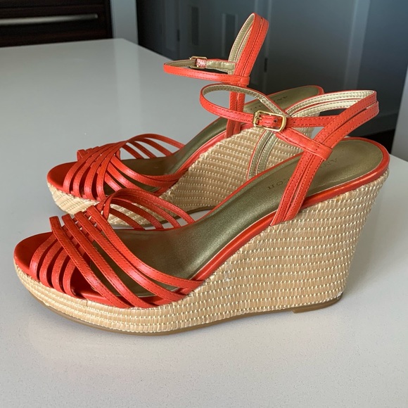 Ann Taylor Wedge Sandal, Cinnamon Orange - Picture 5 of 9